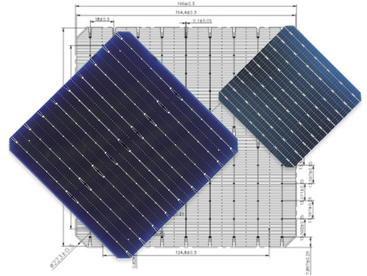 166X166 9BB Single Crystal Silicon Cell Two Sided Monocrystalline Silicon Pv Panels